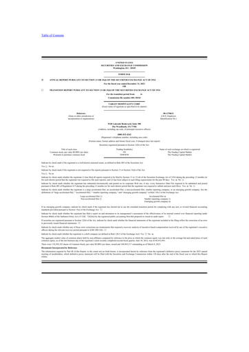 Thumbnail Target Hospitality 10-K Annual Report 2022