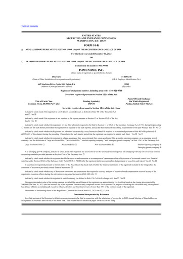 Thumbnail Immunome 10-K Annual Report 2022