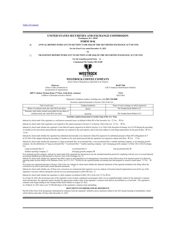 Thumbnail Westrock Coffee 10-K Annual Report 2022