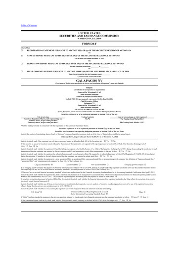 Vorschaubild Galapagos NV 20-F Jahresbericht 2022