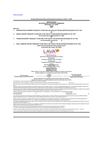 Thumbnail Lava Therapeutics 20-F Annual Report 2022