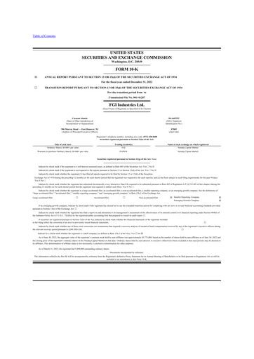 Thumbnail FGI Industries 10-K Annual Report 2022