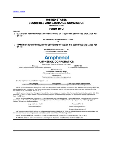 Thumbnail Amphenol 10-Q Quarterly Report FY2023 