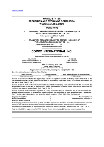 Thumbnail CompX International 10-Q Quarterly Report FY2023 