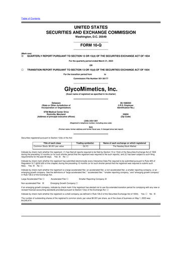 Thumbnail GlycoMimetics
 10-Q Quarterly Report FY2023 