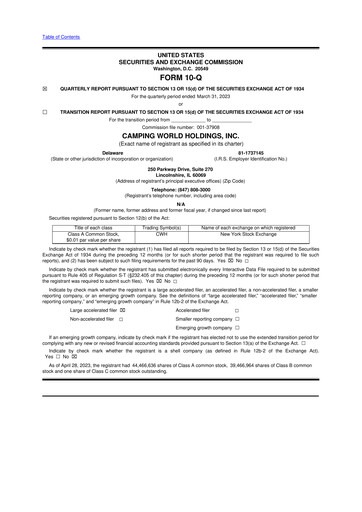 Vorschaubild Camping World
 10-Q Quartalsbericht 2023 