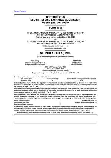 Thumbnail NL Industries 10-Q Quarterly Report FY2023 