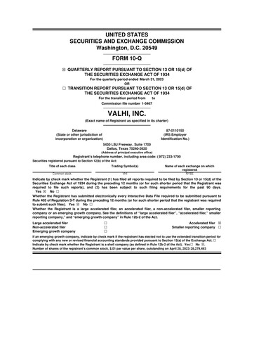 Thumbnail Valhi 10-Q Quarterly Report FY2023 