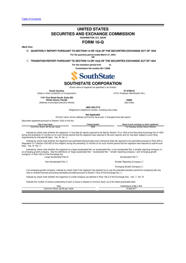 Miniature South State Corp 10-Q Rapport trimestriel 2023 