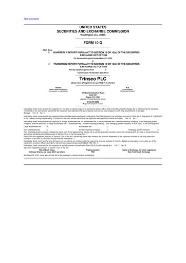 Miniature Trinseo 10-Q Rapport trimestriel 2023 