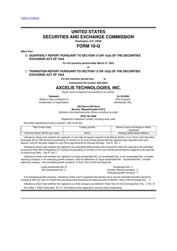 Thumbnail Axcelis Technologies
 10-Q Quarterly Report FY2023 