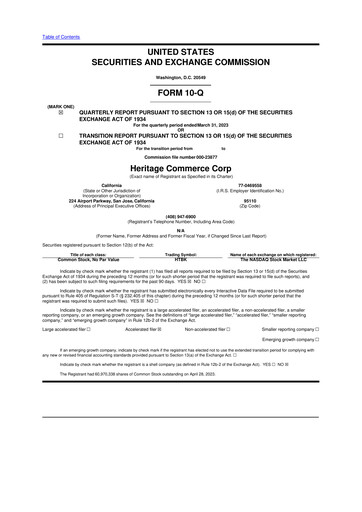 Thumbnail Heritage Commerce 10-Q Quarterly Report FY2023 