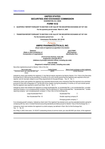 Thumbnail Ampio Pharmaceuticals 10-Q Quarterly Report FY2023 