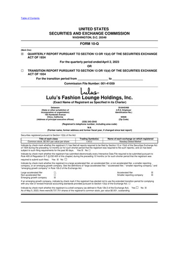 Thumbnail Lulu's Fashion Lounge 10-Q Quarterly Report FY2023 