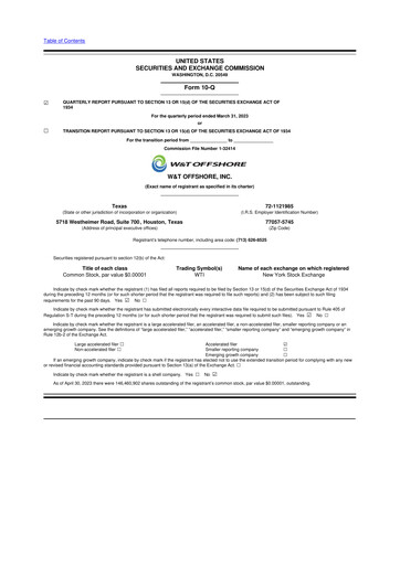 Thumbnail W&T Offshore 10-Q Quarterly Report FY2023 