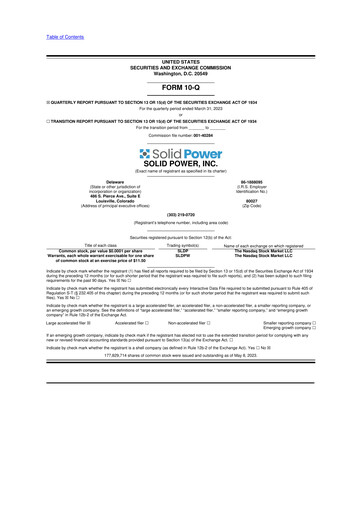 Miniature Solid Power 10-Q Rapport trimestriel  