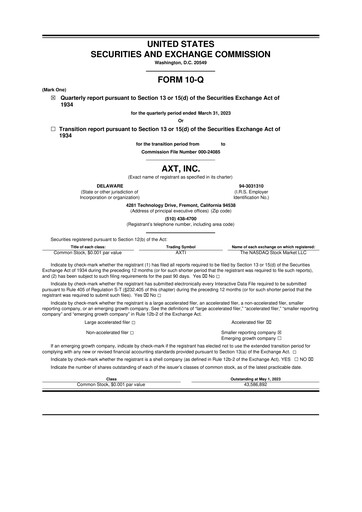 Thumbnail AXT Inc
 10-Q Quarterly Report FY2023 