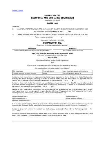Thumbnail FS Bancorp 10-Q Quarterly Report FY 
