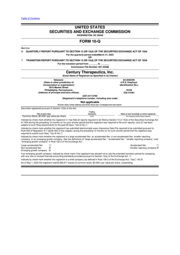 Thumbnail Century Therapeutics 10-Q Quarterly Report FY2023 