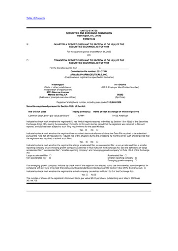 Miniature Armata Pharmaceuticals 10-Q Rapport trimestriel 2023 