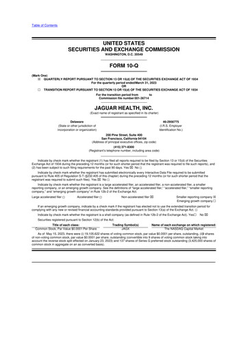 Thumbnail Jaguar Health 10-Q Quarterly Report FY2023 