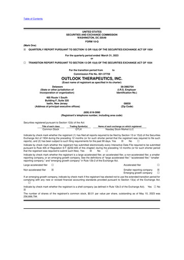 Thumbnail Outlook Therapeutics
 10-Q Quarterly Report FY2023 