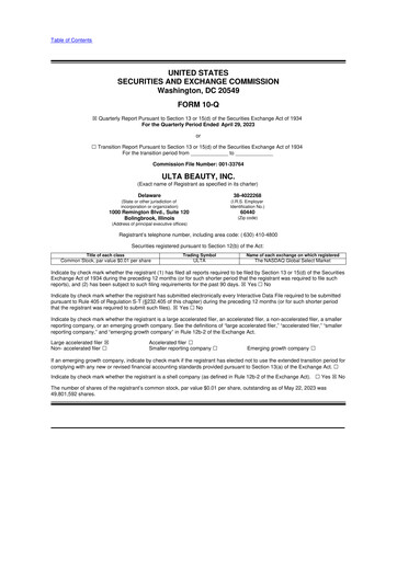 Thumbnail ULTA Beauty
 10-Q Quarterly Report FY2023 