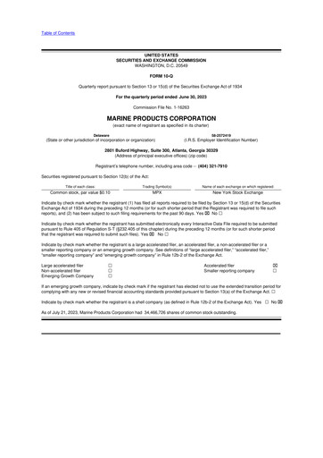 Miniature Marine Products Corporation 10-Q Rapport trimestriel  