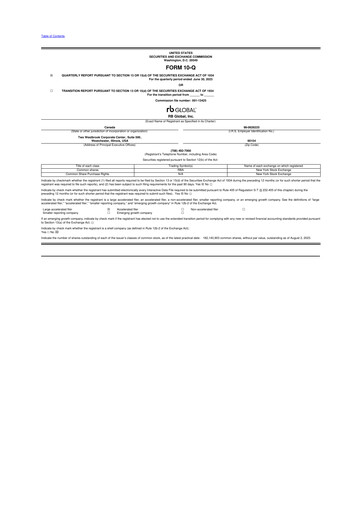 Vorschaubild RB Global
 10-Q Quartalsbericht 2023 