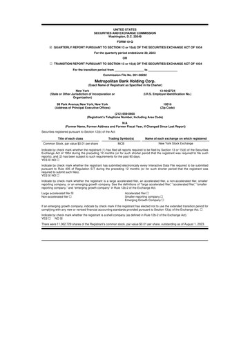 Thumbnail Metropolitan Bank Holding 10-Q Quarterly Report FY2023 