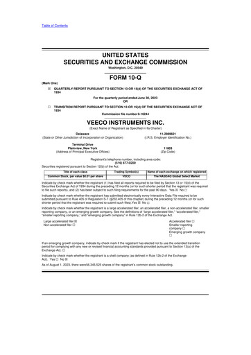Thumbnail Veeco
 10-Q Quarterly Report FY2023 