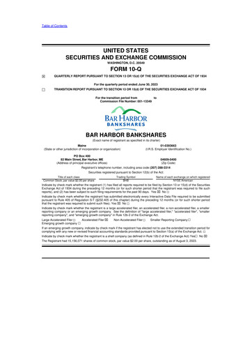 Thumbnail Bar Harbor Bankshares

 10-Q Quarterly Report FY2023 