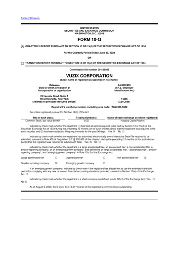 Thumbnail Vuzix
 10-Q Quarterly Report FY2023 