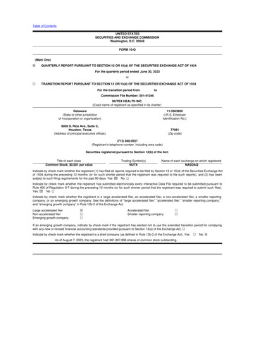 Vorschaubild Nutex Health 10-Q Quartalsbericht 2023 