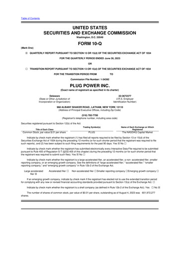 Thumbnail Plug Power 10-Q Quarterly Report FY2023 