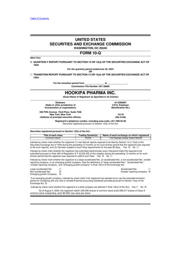 Miniature HOOKIPA Pharma 10-Q Rapport trimestriel 2023 