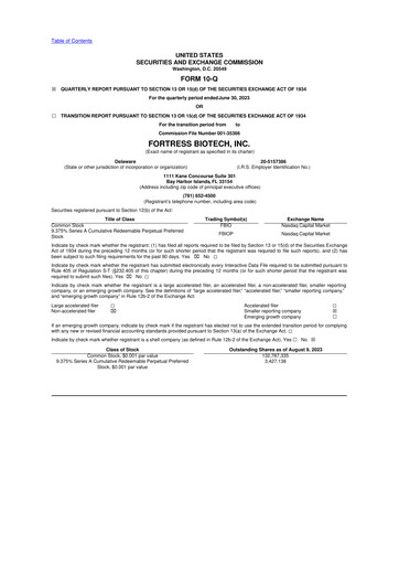 Vorschaubild Fortress Biotech
 10-Q Quartalsbericht 2023 