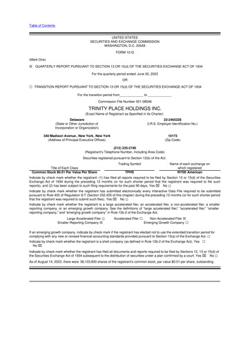 Thumbnail Trinity Place Holdings
 10-Q Quarterly Report FY2023 
