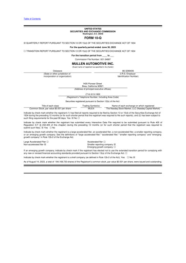 Thumbnail Mullen Automotive 10-Q Quarterly Report FY2023 