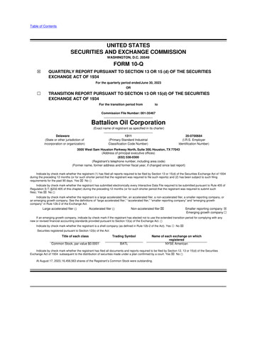 Vorschaubild Battalion Oil 10-Q Quartalsbericht 2023 