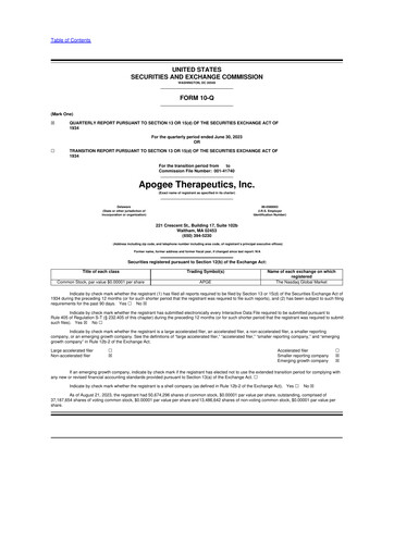 Vorschaubild Apogee Therapeutics 10-Q Quartalsbericht  