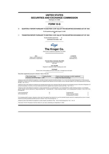 Miniature Kroger 10-Q Rapport trimestriel 2023 