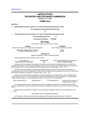 Thumbnail RLI Corp.
 10-Q Quarterly Report FY2023 