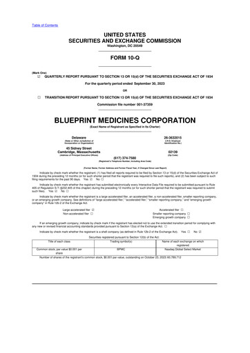 Thumbnail Blueprint Medicines
 10-Q Quarterly Report FY2023 
