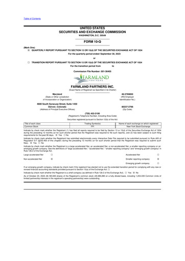 Thumbnail Farmland Partners
 10-Q Quarterly Report FY2023 
