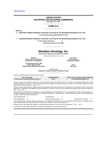 Thumbnail Elevation Oncology 10-Q Quarterly Report FY2023 