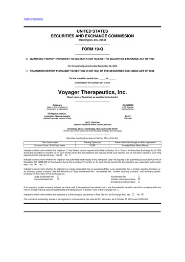 Thumbnail Voyager Therapeutics
 10-Q Quarterly Report FY2023 