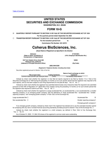 Thumbnail Coherus BioSciences
 10-Q Quarterly Report FY2023 