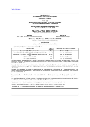 Thumbnail Ready Capital
 10-Q Quarterly Report FY2023 