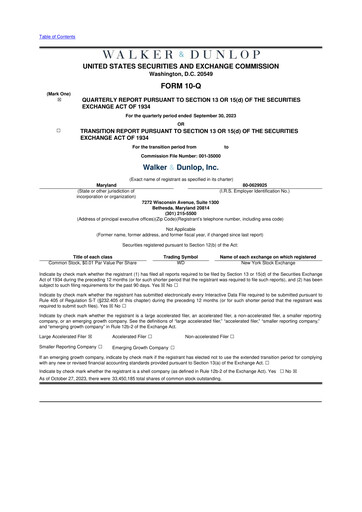 Thumbnail Walker & Dunlop

 10-Q Quarterly Report FY2023 